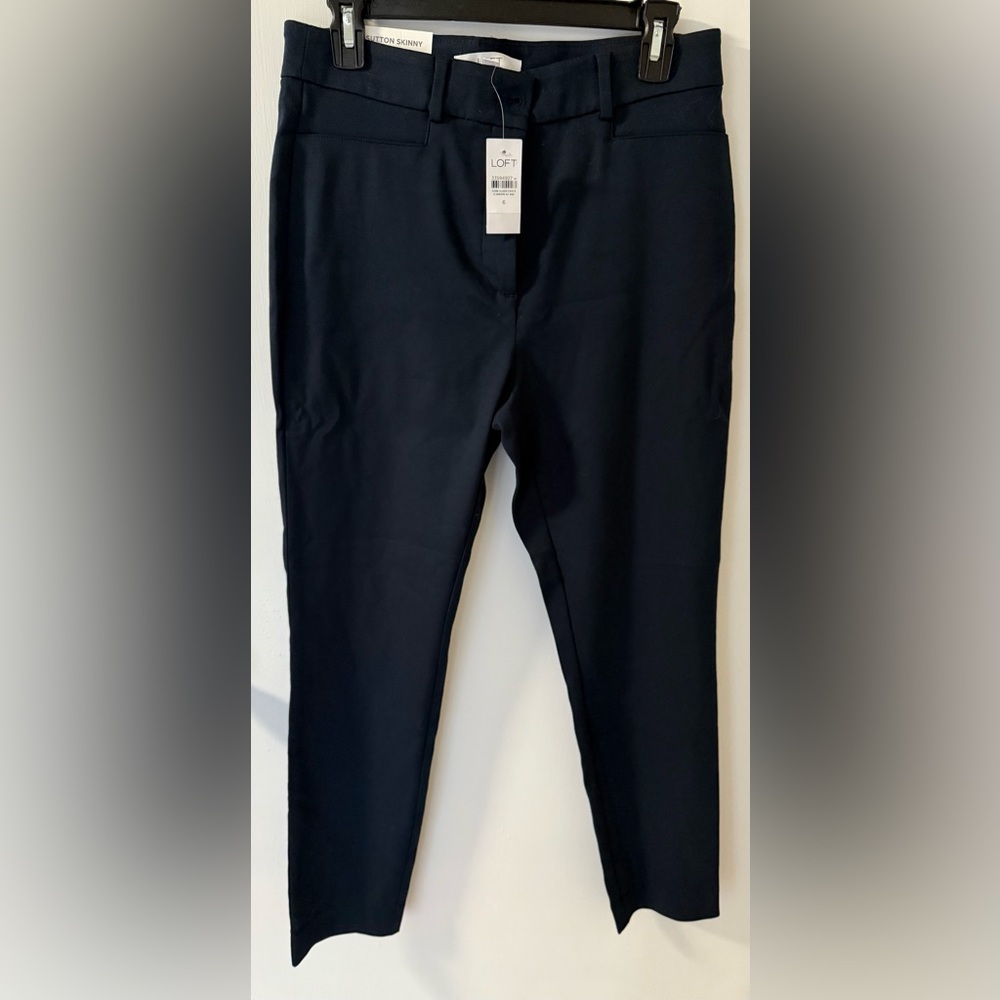 LOFT The Sutton Skinny Curvy Pants in Navy